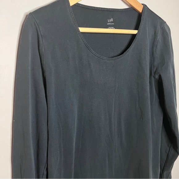 J. Jill L Petite Navy Blue Perfect Pima Long Sleeve Scoop Neck Tee 100% Cotton - Picture 2 of 6